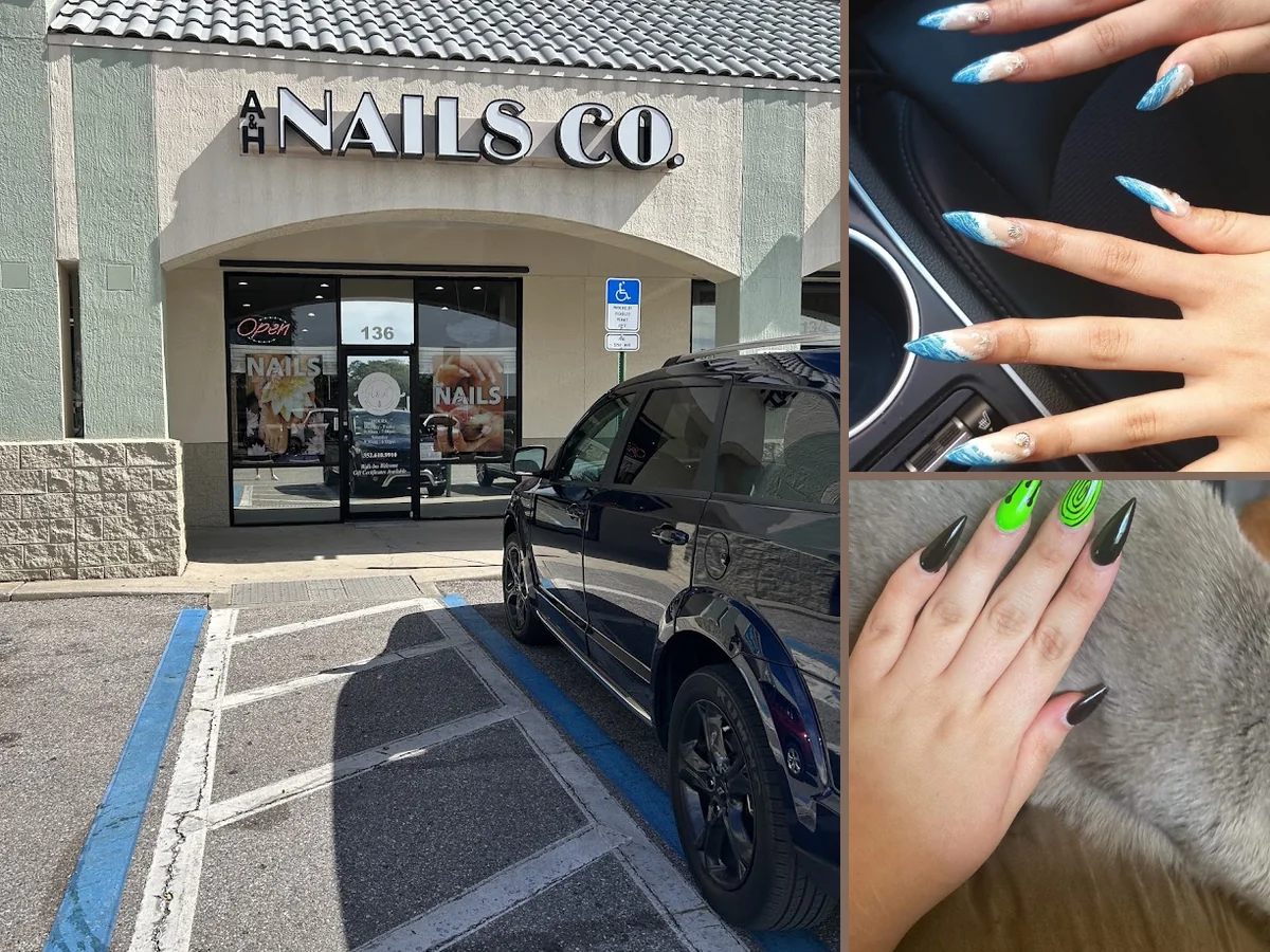 Salon chair with fresh manicure setup.